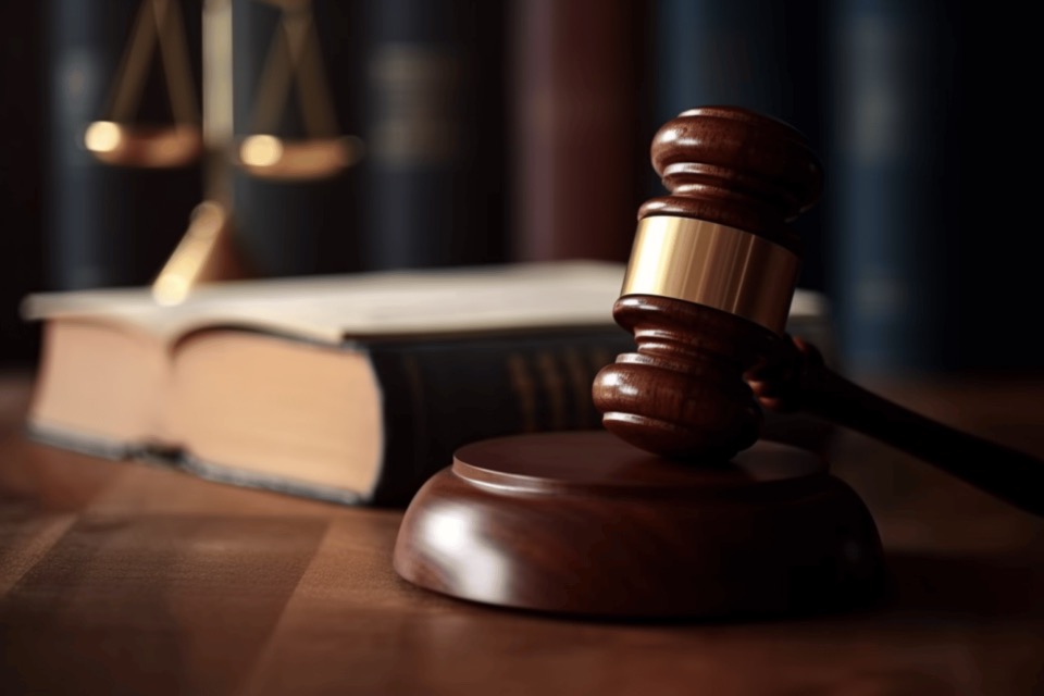 Richterhammer auf Holzpodest – Symbol für gerichtliche Entscheidungen im Bereich Patentrecht und gewerblichem Rechtsschutz